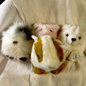 Swibco Mini Stuffed Animal Quartet/ Sheep Dog, Pig, Polar Bear, Hamster-4”